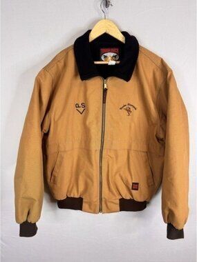 Tough Duck Men Brown Detroit Canvas Fleece Lined Bomber Jacket Ponoka Stampede L